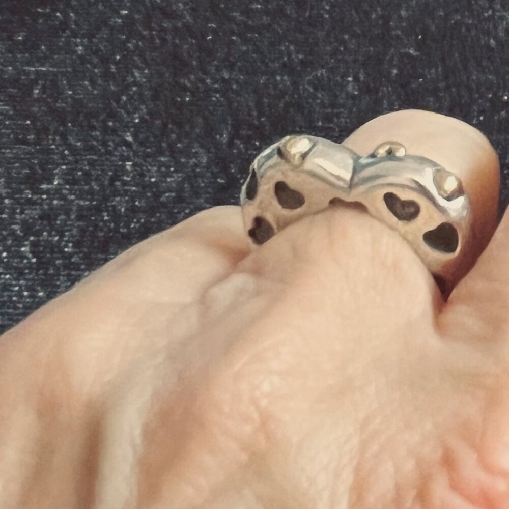 Dian Malouf 14K Gold & Sterling Silver Heart Ring Signed DLM - Size 6